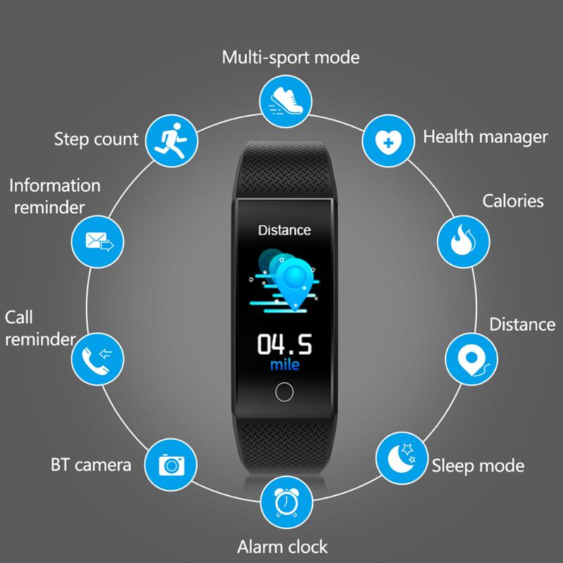 

IP68 Waterproof Sport Smart Bracelet Watch Thermometry Function Call Reminder Sleep Monitoring Sport Activity Tracker Smartband