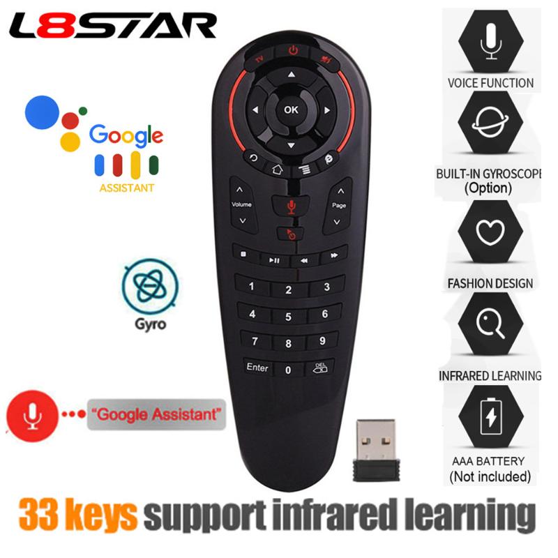 

L8star G30S Aero Mouse Wireless Google Voice Air Mouse 33 keys IR learning Gyro Smart remote control for android tv box Mini PC