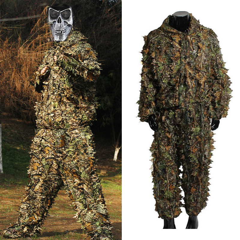 

Tactical Camouflage Hunting Clothes Ghillie Suit 3D Camo Jungle Woodland Birdwatching Clothing Sniper Jacket And Pants
