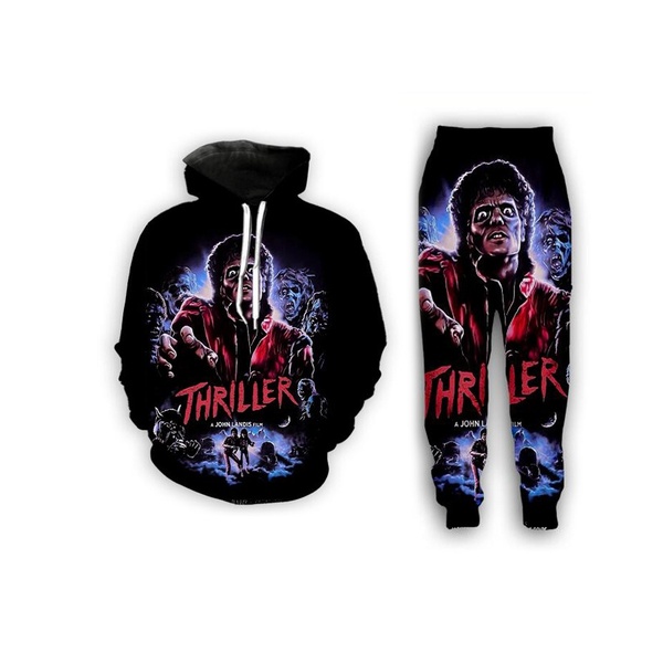 

New Fashion Mens/Womens Michael Jackson Funny 3D Print Casual Hoodie+Pants S277, The colors on the picture
