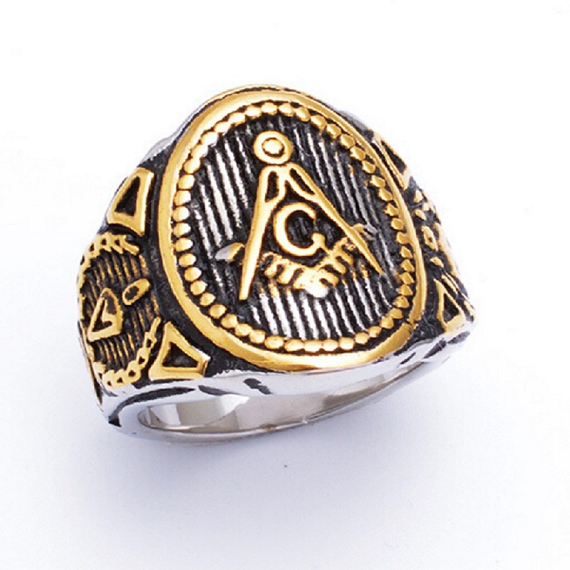 

Freemason Mens Boys Gold Silver color Free Mason 316L Stainless Steel Masonic Ring New Men's Jewelry