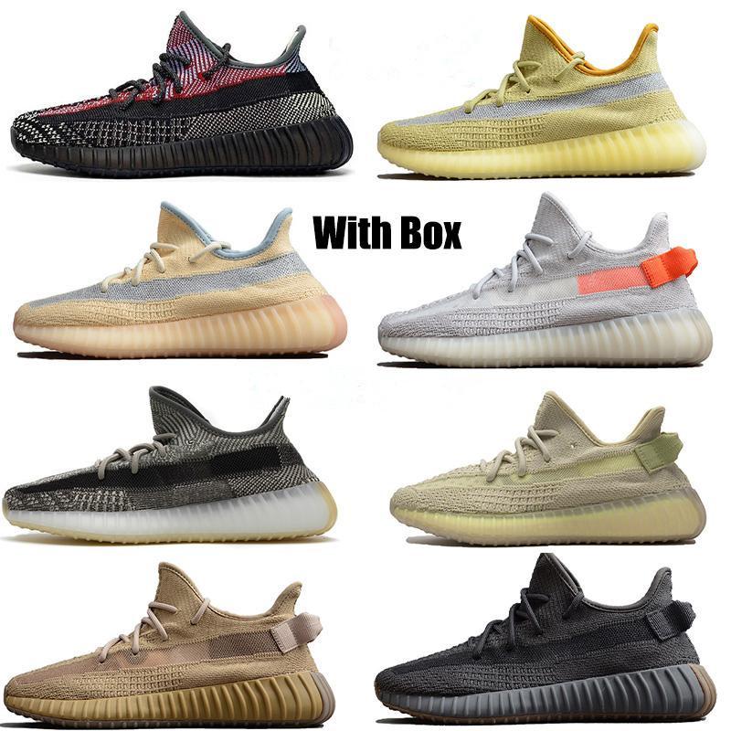 

Kanye West Linen Cinder Yecheil Knit Breathable Running Shoes Triple White Zebra Clay Static Reflective Men Women Sneakers With box