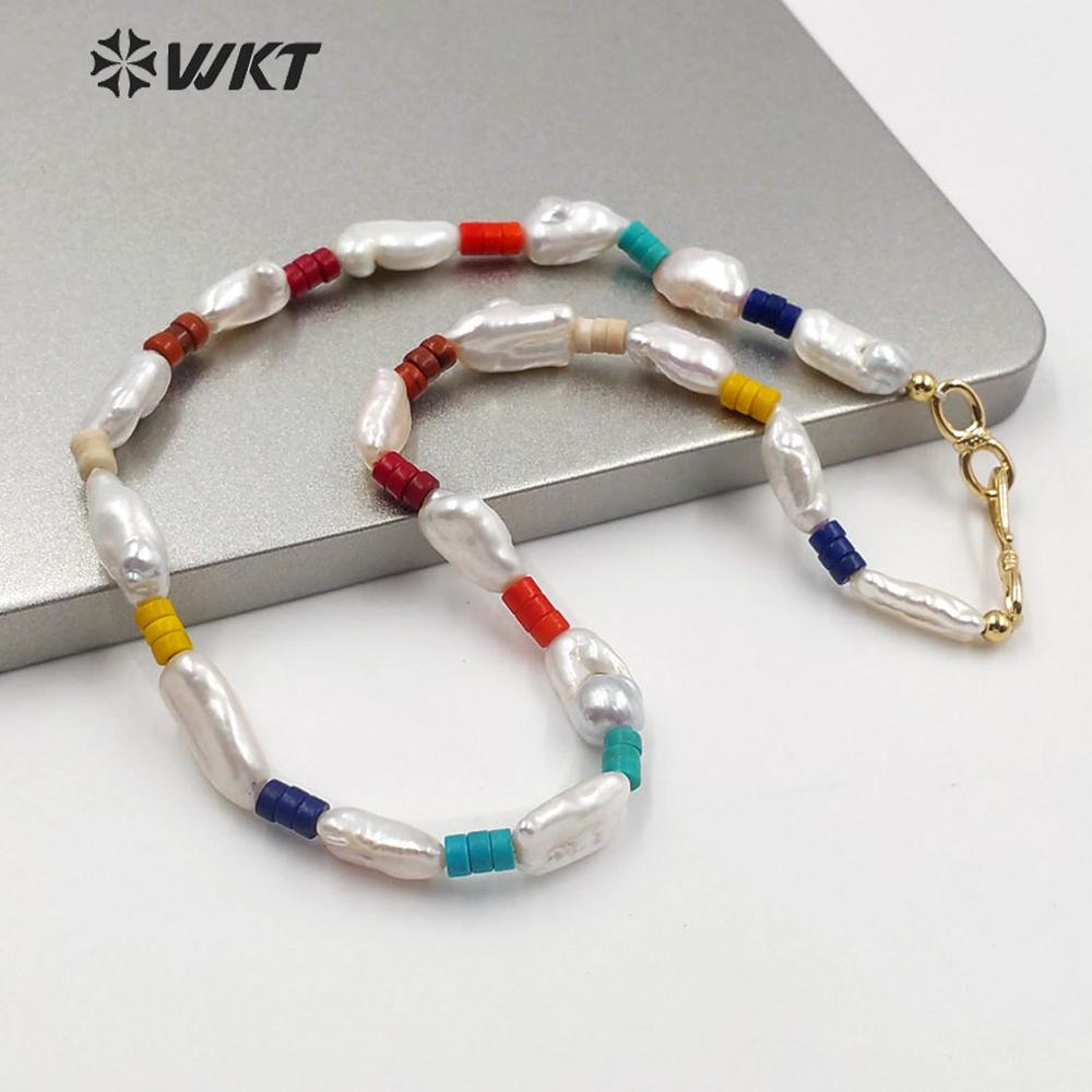 

WT-JN113 Very hot gorgeous irregular baroque pearl choker necklace handmake strand beads necklace lady elegant style pearl neck