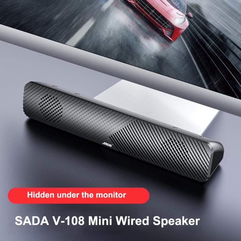 

SADA V-108 3.5mm Wired Speaker Enhanced Bass Subwoofer USB Powered Computer Sound Box Plug and Play