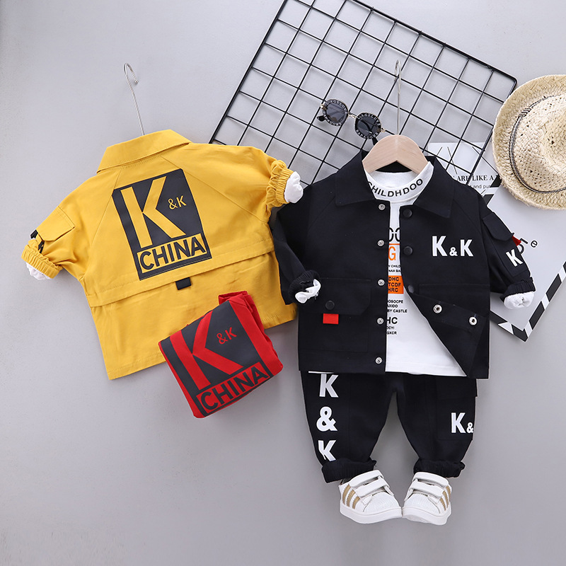 

Winter Kids Clothes Baby Boys Costume Cowboy suit Tracksuit Denim jacket Tops Pants Autumn Children Boys Outfits infantil Set, Gray