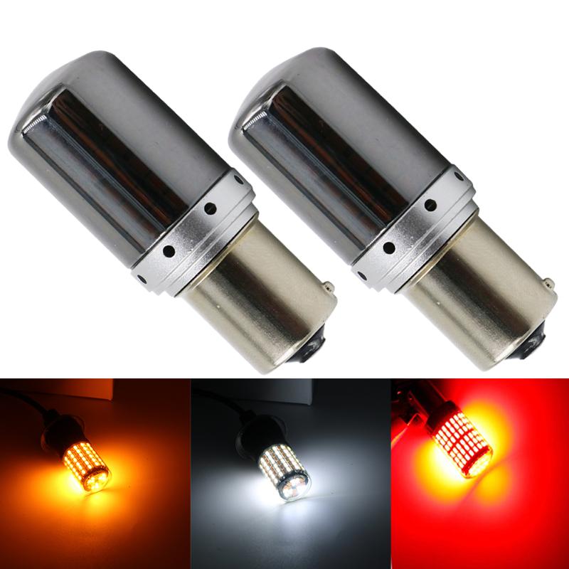 

2X 1156 BAU15S PY21w BA15S P21w T20 7440 W21W LED Bulb 3014 144SMD Error Free Car Turn Light white red amber NO Hyper Flash, As pic
