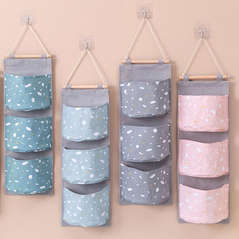 

Hanging Storage Bag Floral Print Household Hanging Ditty Bag Commodity Shelf