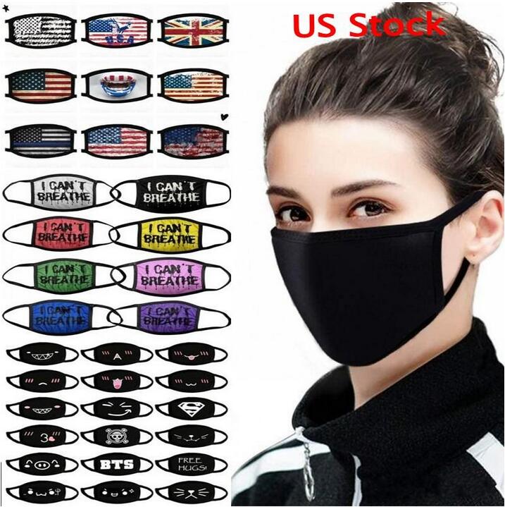 

US Stock Adjustable Anti Dust Face Mask Black Cotton Mouth Mask Muffle Mask for Cycling Camping 100% Cotton Washable Reusable Cloth Masks