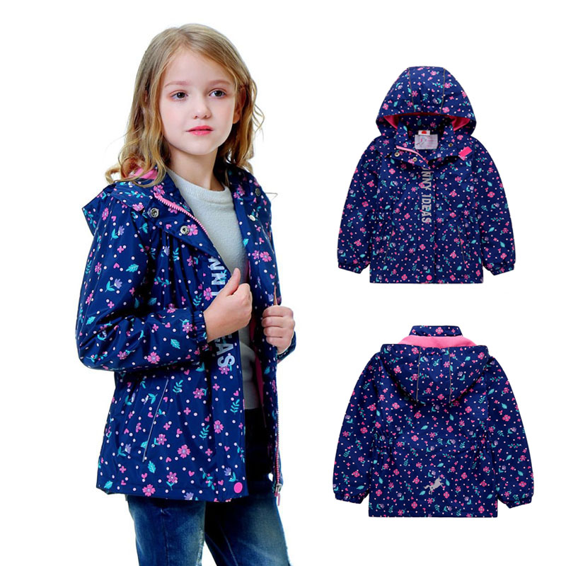 

2020 Spring Waterproof Girls Jacket Polar Fleece Warm Baby Windproof Jackets Girls Coats Hooded Children Outerwear For 3-12 year, Red