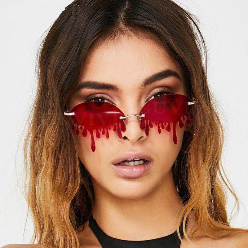 

New Design Sunglasses Women Unique Tears Shape Punk Sun Glasses Rimless Eyewear Ladies Gafas Shades Female oculos UV400