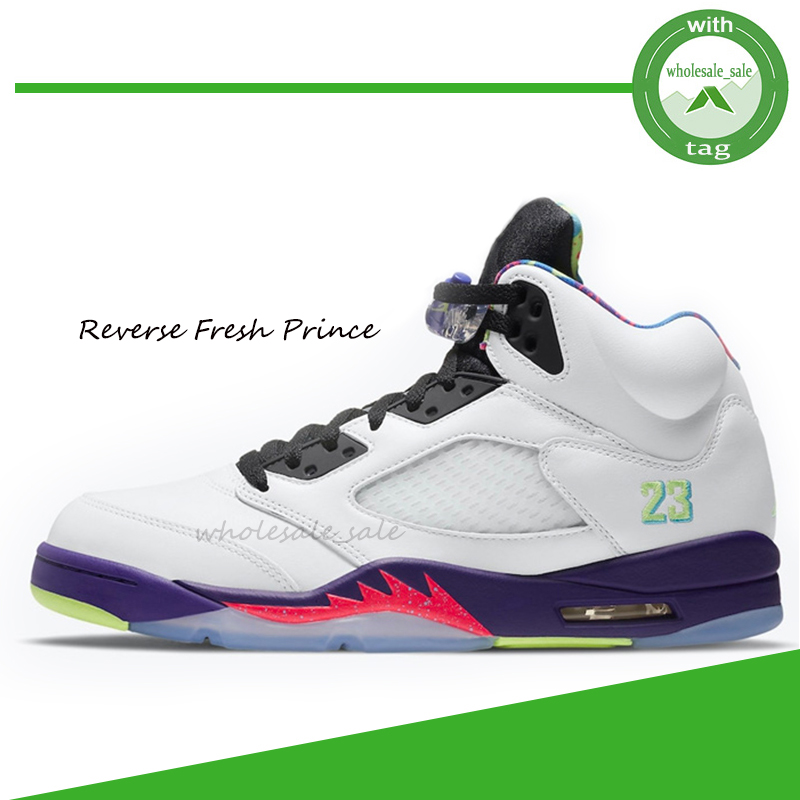 

New Jumpman 5 5s Reverse Fresh Prince Men basketball shoes satin bred Grape Fresh Prin Island Green mens designer sneakers US 7-13