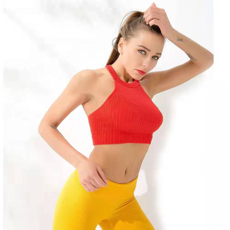 

Sexy Red Gym Vest Sports Bra Hanging neck Women Breathable Yoga Fitness Top Push Up running Yoga Bra Crop Top Active wear 5414, H5451l