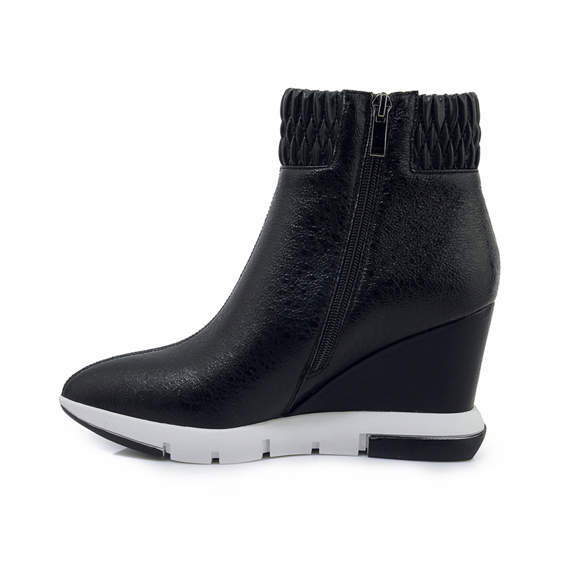 

spring autumn ankle boots women platform boots rubber sole buckle black leather suede high heels woman comfortable shoes