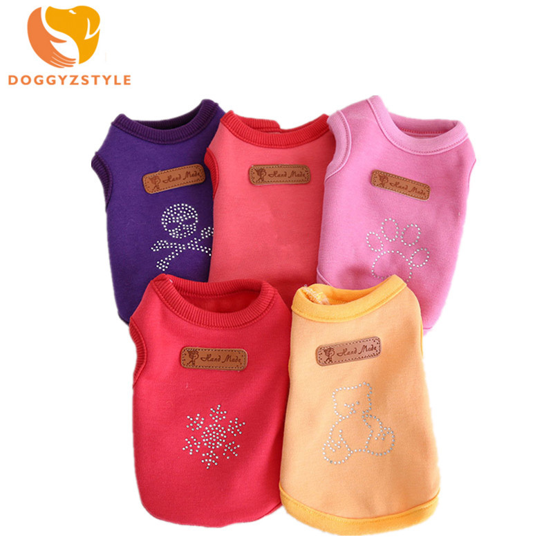 

DOGGYZSTYLE Dog Clothes Vest Puppy Rhinestone Winter Shirt Hoodies Pet Cat Apparel For Small Dogs  XS, Pink