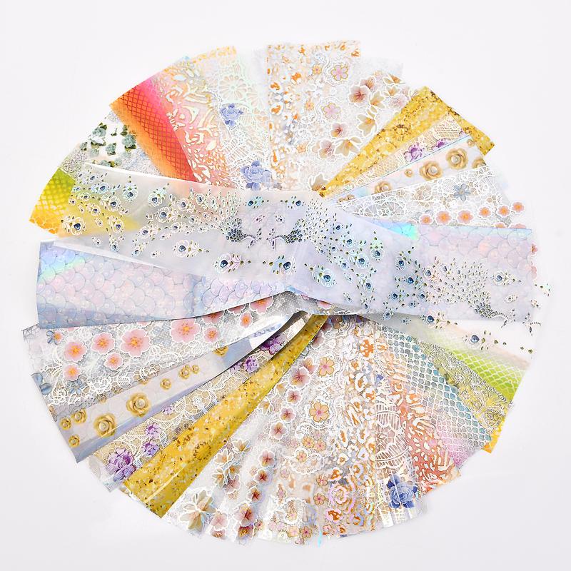 

16 PCS Star Paper Peony Nail Stickers Flower Series Peacock Symphony Chinese Style DIY Nail Art Decoration Accessories Tips, 1c