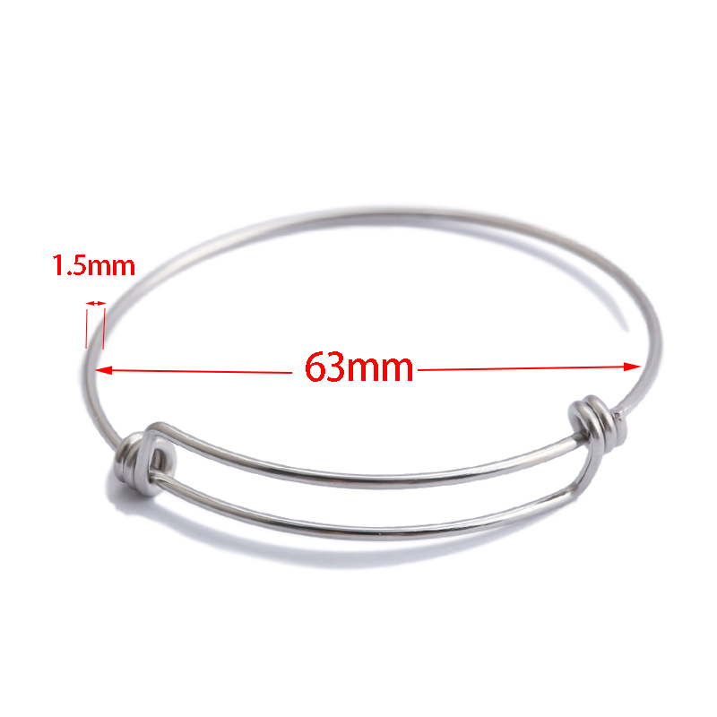 Stainless Steel Wire Adjustable Bangle Expandable Charms Bracelet Diy
