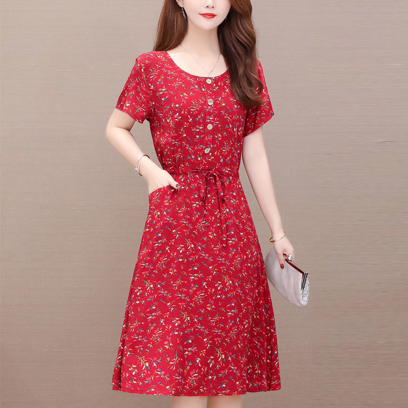 

Vintage print women summer dresses 7XL casual o-neck short sleeve o-neck floral plus size womens cotton vestidos, Color 12