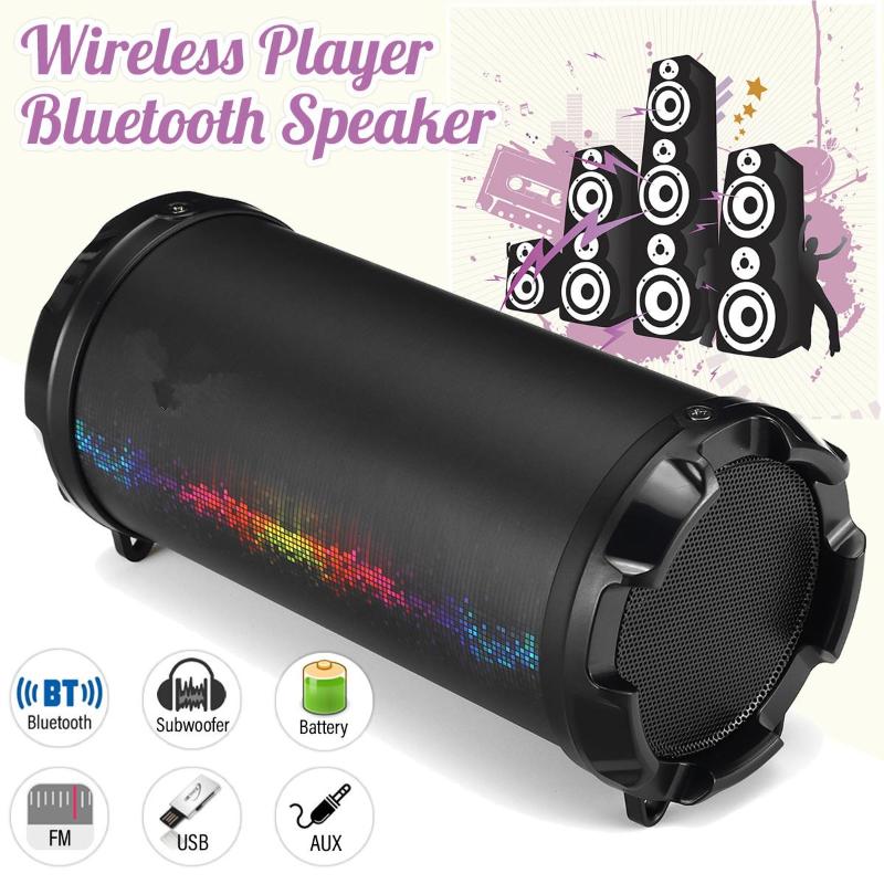 

Portable bluetooth Speaker Wireless Bass Column Outdoor Speaker Subwoofer Microphone Support Hands-free/USB/TF Card/AUX/FM Radio