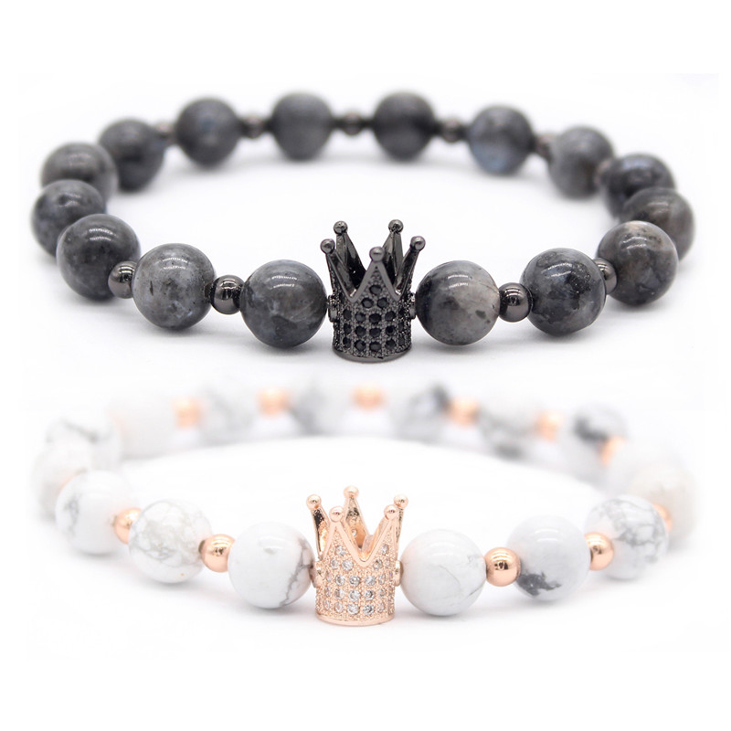 

Poshfeel His And Hers Couple Bracelets Distance Jewelry Cz Crown King Charm Stone Bracelet for Lovers Gift MBR180001