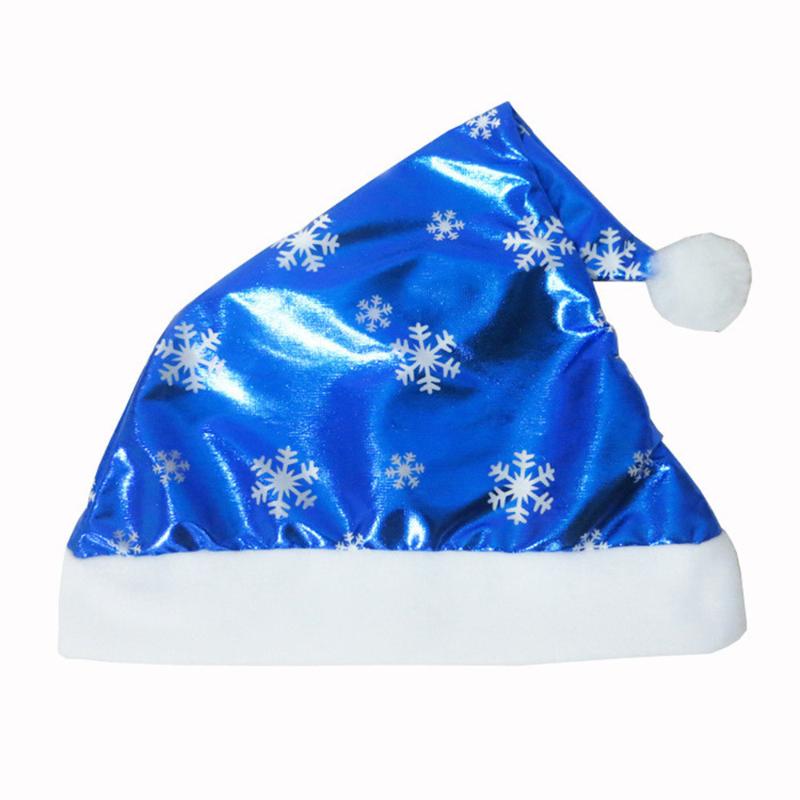 

2020 Christmas Party Santa Hat Navy And White Cap for Santa Claus Costume New Snow Pattern For Adults Kids Party Decoration #45