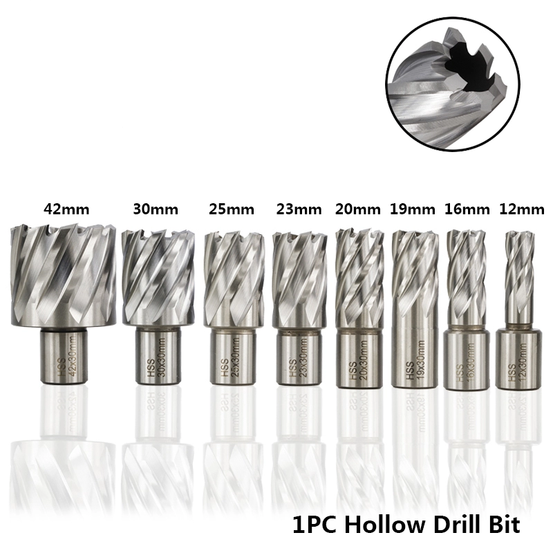 

1pc HSS 12/16/19/20/23/25/30/42mm Core Drill Bit Weldon Shank Hole Saw Hollow Drill Bit For Metal Drilling Tools