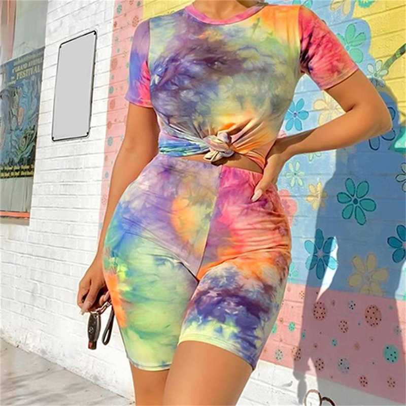 

Women Print 2 Pieces Sets Tracksuits Short Sleeve T-shirt Shorts Suit Night Fitness Sporty Outfits, Pink