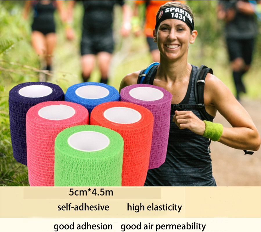 

soccer basketball sports aid tape finger wrist support 4.5m x 5cm ankle Elbow knee pads waist support Bandage Health Care first aid, Red