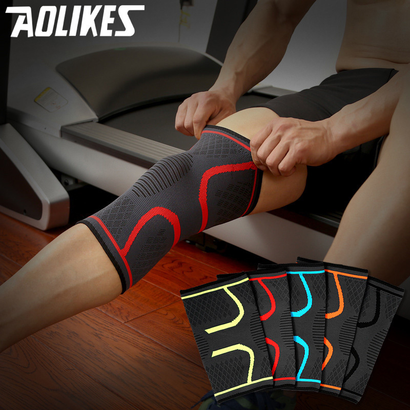 

High Elasticity Sport Fitness Knee pad Exercise Running Support Knee Protect Basketball Football Kneepad Warm Relieve Joint Pain, Red