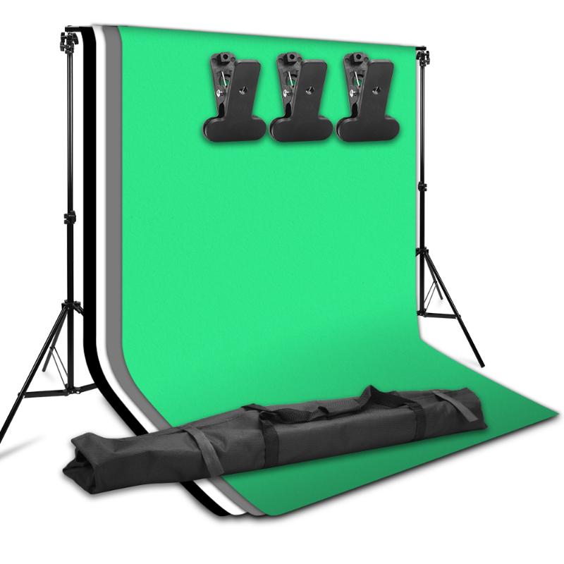 

ZUOCHEN Photo Studio Backdrop Support Stand Kit 1.6 x 3m Black/White/Green Backdrop Screen With 2*2M Studio Stand