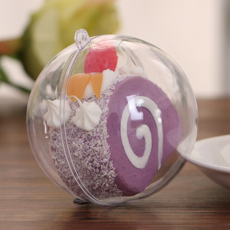 

5 Pcs Clear Plastic Christmas Balls Baubles Sphere Fillable Xmas Tree Ornament Transparent K888