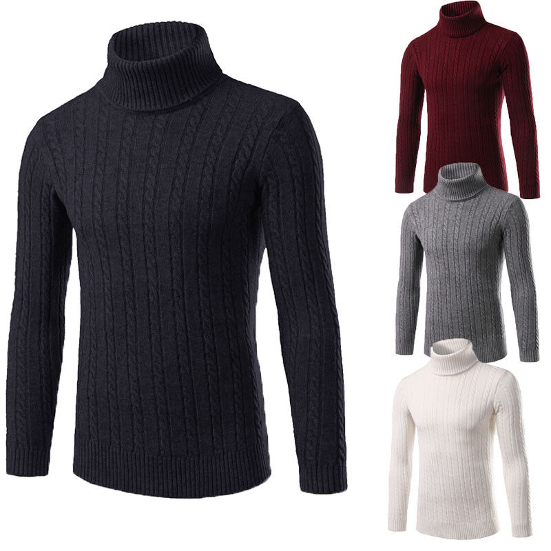 

Winter Warm Men's Thermal Cotton Turtle Neck Slim Fit High Quality Sweaters Stretch Knit Casual Basic Tops Pullovers -2XL, Black