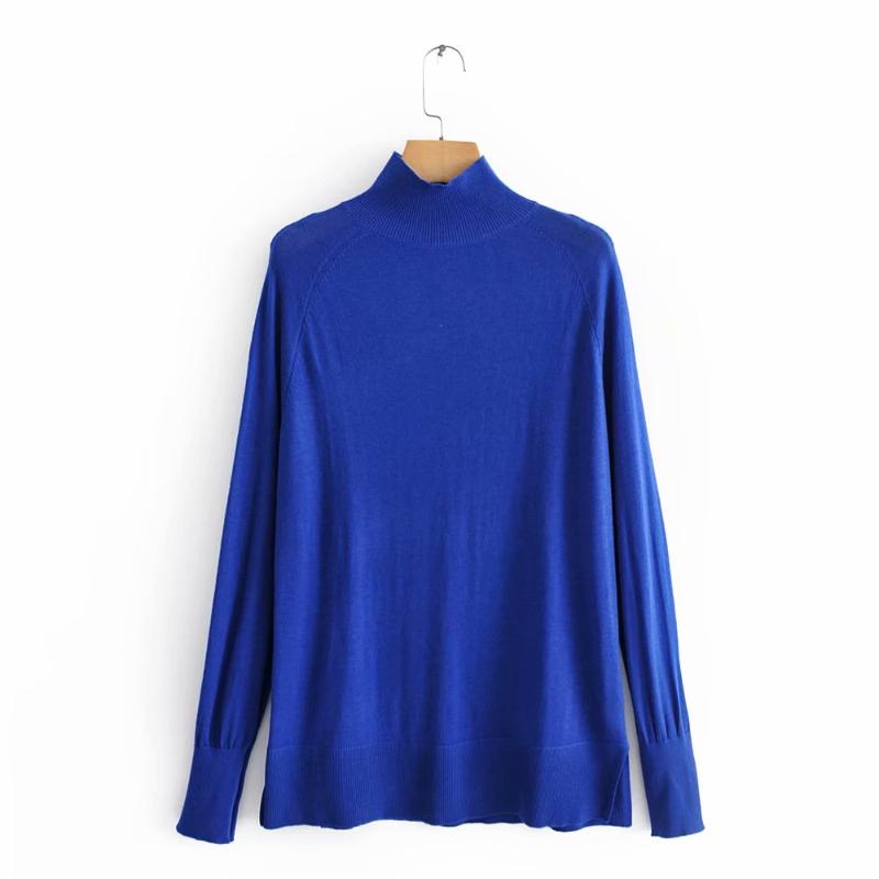 

autumn women simply solid color turtleneck sweater ladies long sleeve knitted pullovers casual femininas split sweater tops S142, Xqj s142l