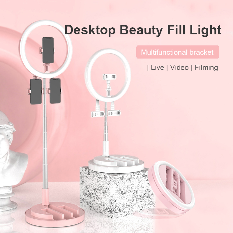 

Portable Folding Dimmable LED Camera Ring Light With Stand Phone Holder For Cell Phone Live Stream Selfie Ringlight Lamp