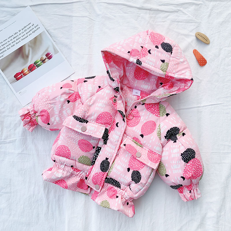 

2020 Girls Winter Coat Baby Kids Printed Hooded Warm Coats Jackets Girl Children Overcoats Clothes 1-4age