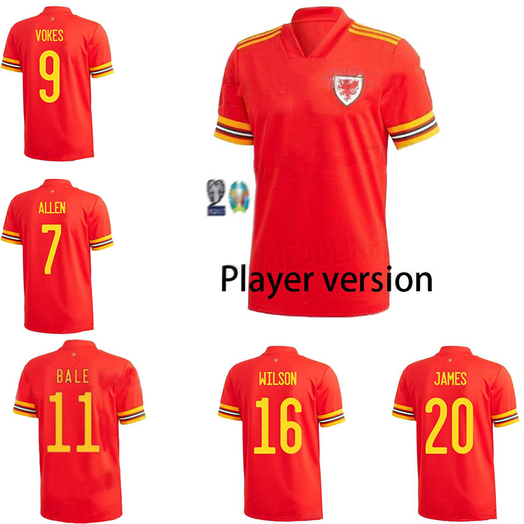 

Player version 2020 JAMES ALLEN RAMSEY Mens Home Soccer Jerseys European Cup Wales National Team BALE WILSON Football Shirts Uniforms, Black;yellow