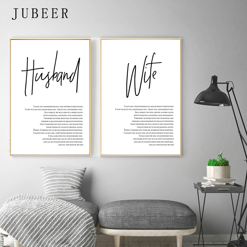 

Nordic Style Wedding Vows Wall Art Poster Lover Posters and Prints Married Anniversary Couple Gifts for Husband Bedroom Decor