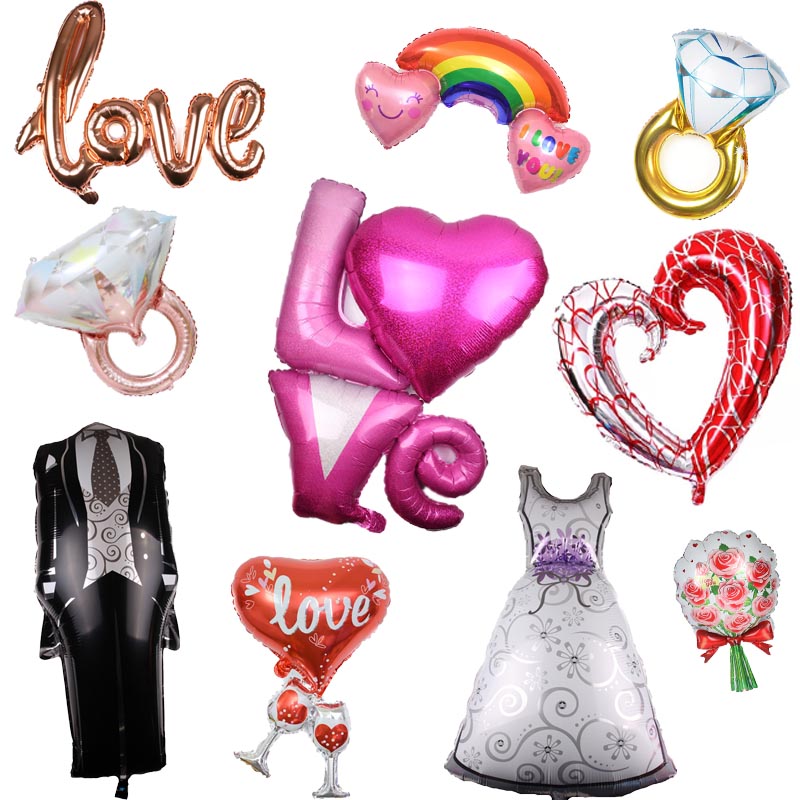 

Wedding theme balloon: wedding party decoration balloon engagement day bride and groom love anniversary scene layout balloon