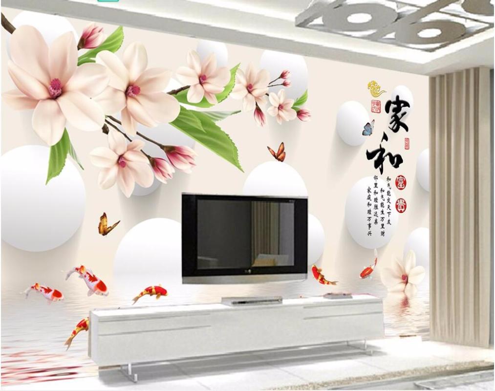 

Custom mural 3d photo wallpaper Jade orchid carp butterfly home decor living room 3d wall murals wallpaper for wall 3 d, As pic