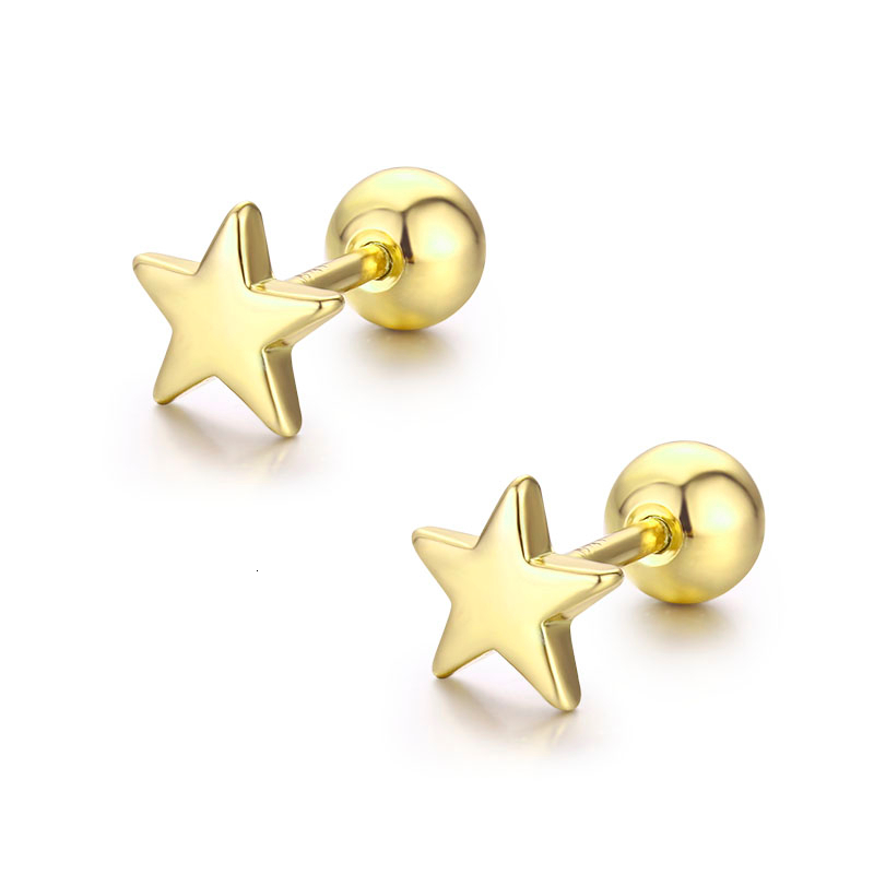 

Cute Mini Small Five Point Star Screw Back Stud Earrings For Women Kids Baby Girls Rose Gold Color Piercing Jewelry Oorbellen