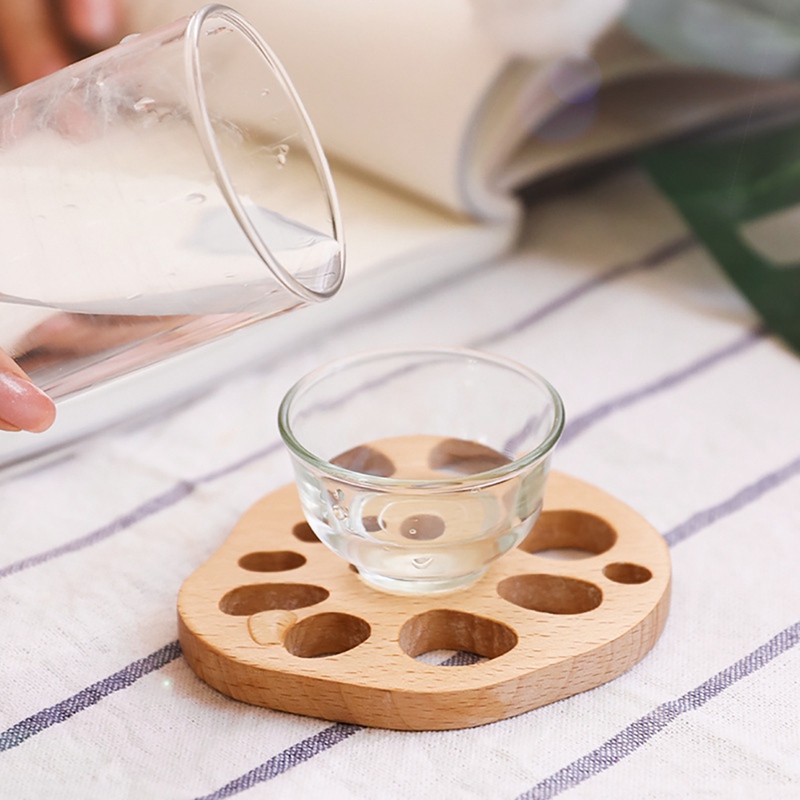 

Wooden Cup Holder Anti-scalding Heat Insulation Beech Hollow Household Cup Pad 1PC