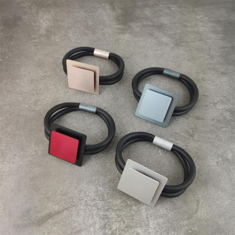 

2020 Tension Mount Charm Bracelets For Women Square Geometric Rubber Rope Aluminum Sheet Bracelet Gift Jewelry for Office Lady
