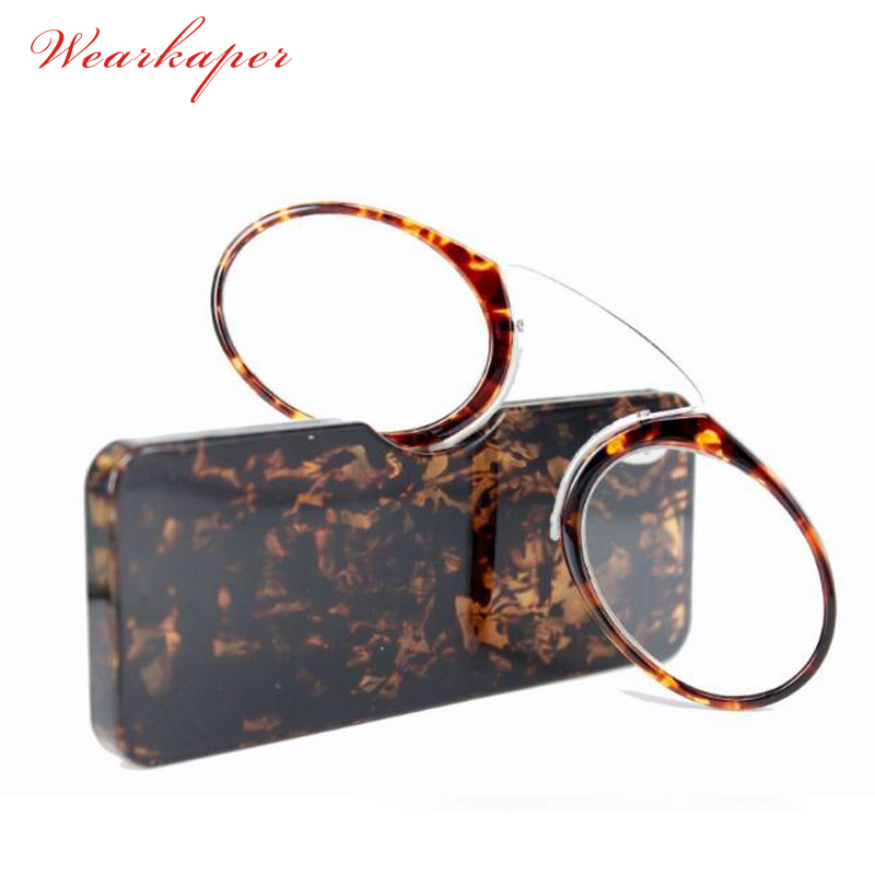 

WEARKAPER Retro Nose Resting Pinching Portable Reading Glasses Wallet Eyeglass With Box Prescription Eyewear Degree 1.0 To 3.5