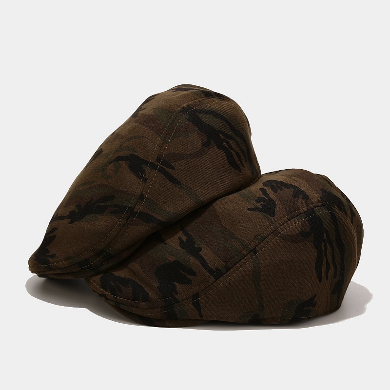 

Retro camouflage sunshade hat autumn and winter outdoor warm forward hat men and women beret, Camouflage color