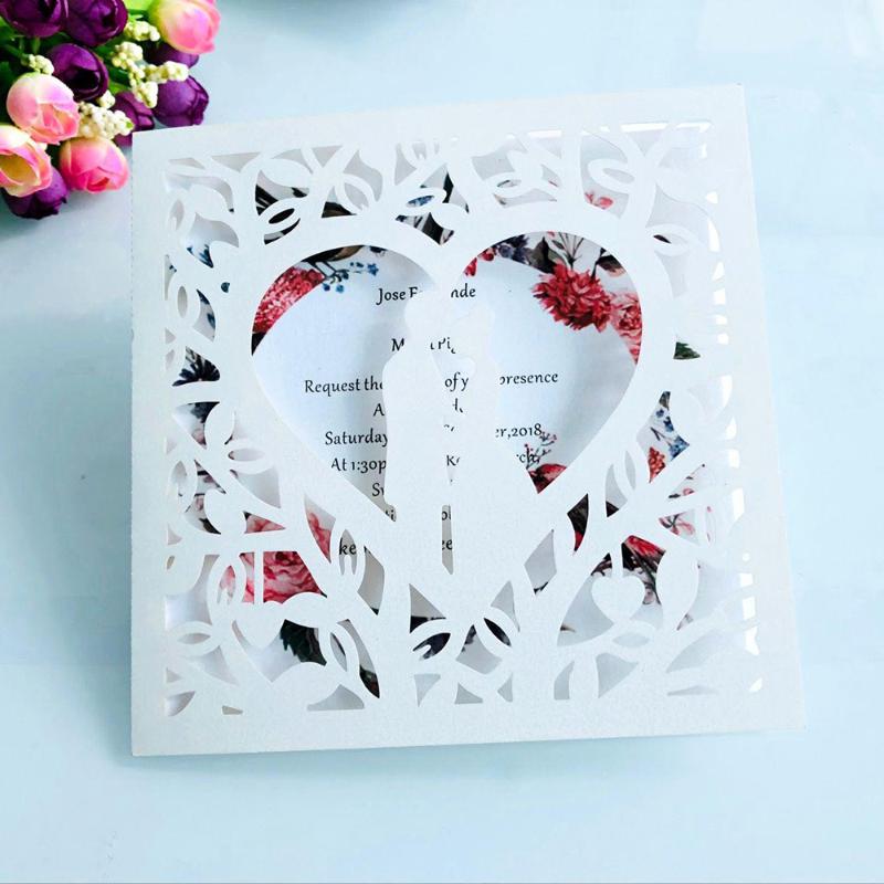 

Laser Hollow Embossing Wedding Invitations Groom Bride Greeting Card Love Sweet Wedding Marriage Engagement Banquet Invitations