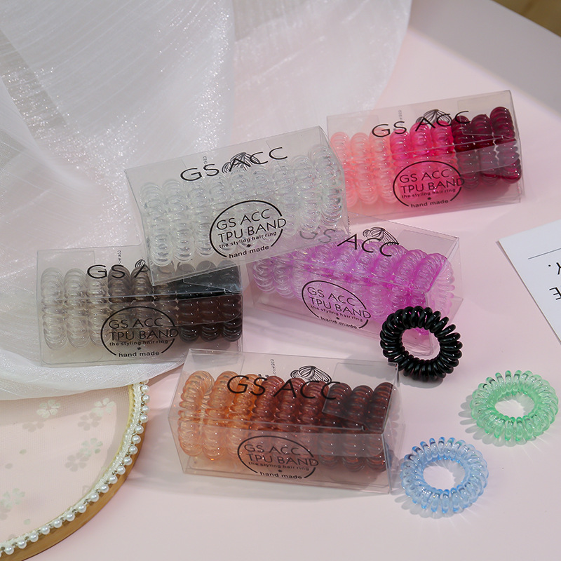 

Japanese Korean Creative Gradient Color Elasticity Headband Women's Simple Hair Band Boxed Candy-Colored Transparent Phone Line
