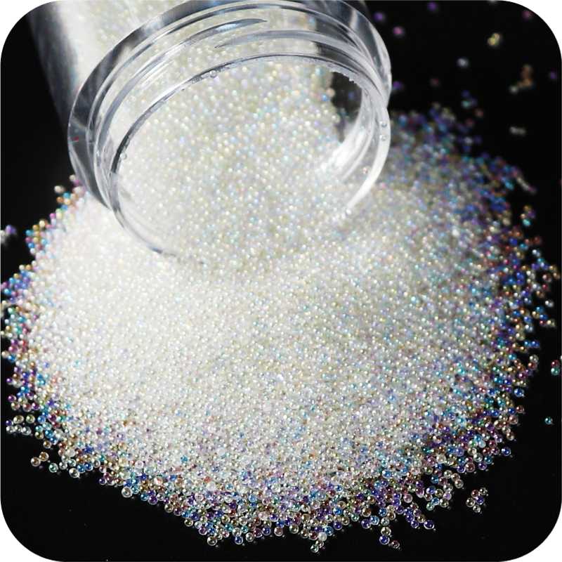 

1 Box 0.6MM Caviar Nail Art Bead Rhinestone for Nails Micro AB Transparent Color Nail Crystal Ball Art Decorations