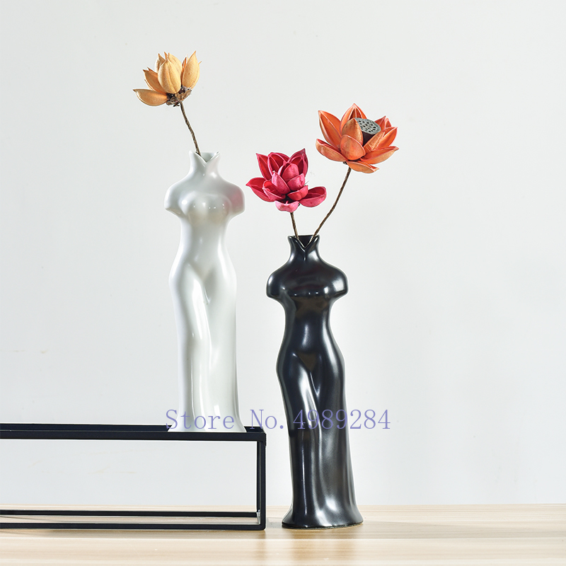 

Retro Chinese Style Ceramic Vase Woman Cheongsam Elegant Flower Arrangement Flower Vase Handmade Home Decoration Modern