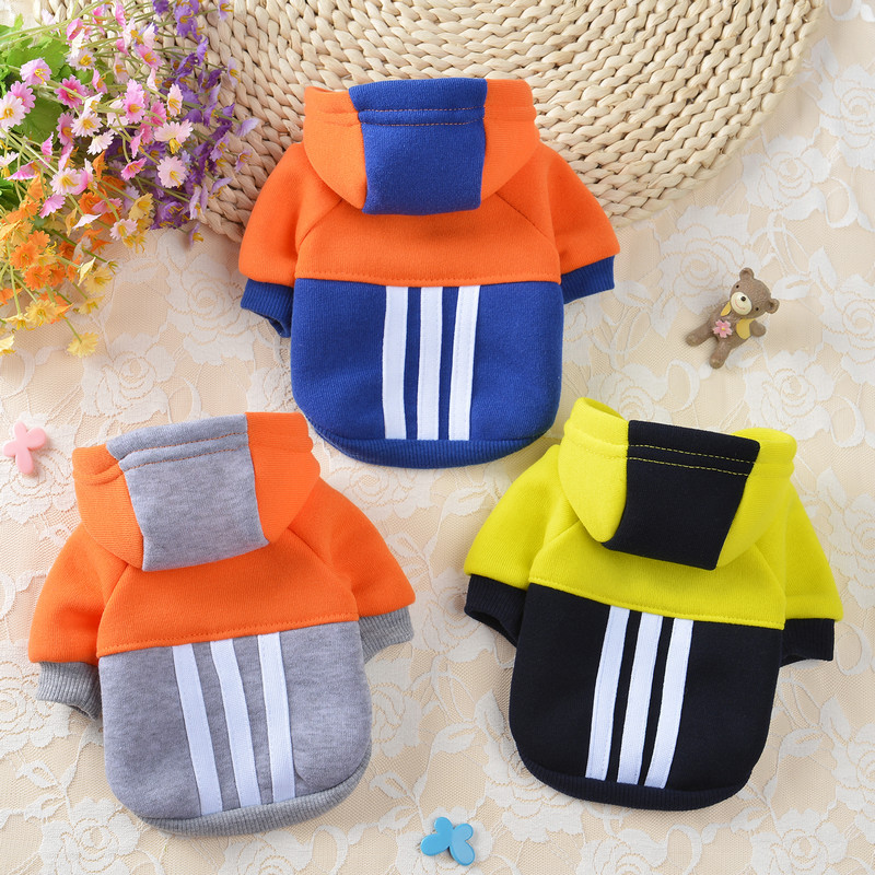 

Pet Dog Clothes Contrast Color Clothings Dogs Striped Clothing Hoodied Fleece Cute Fun Print Autumn Winter Warm Black Ropa Perro