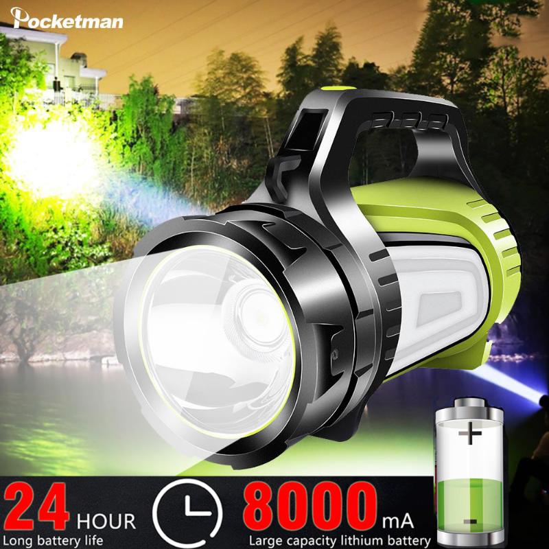 

LED SearchLight Spotlight 2 side night light as Power Bank Ultra-long Standby torch with lamp hand Handle USB output