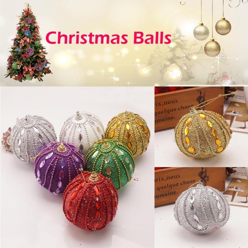 

Christmas Ball Rhinestone Glitter Baubles Xmas Balls Tree Ornament Decoration 8CM #2S30